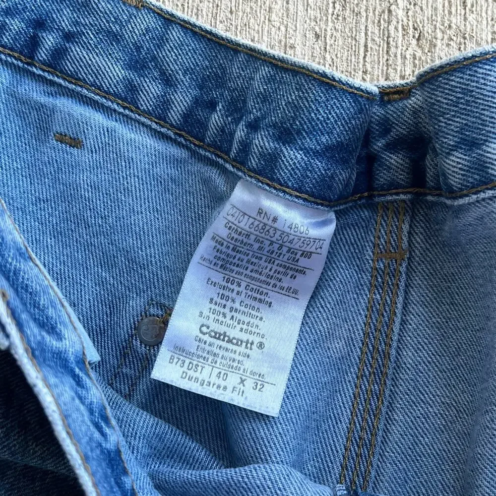 Carhartt denim blue jean double knee work wear carpenter pants